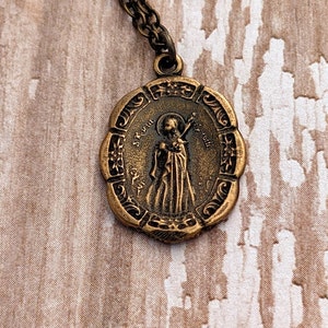 St. Maria Goretti Catholic Medal Necklace Antique Bronze Sterling Silver Vintage Replica Confirmation Saint image 5