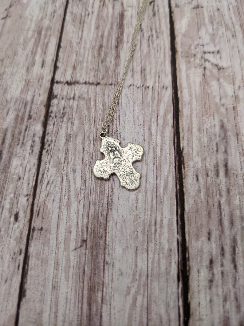 Catholic Religious Medal Necklace with Four Way Cross in Antique Bronze or Sterling Silver image 6