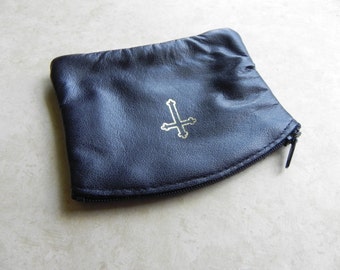 Rosary Pouch - Case - Catholic - Genuine Leather - Black - Purse - Zipper Pouch - Made in U.S.A.