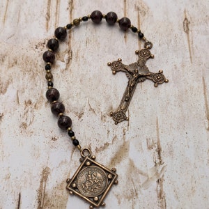 St. George Chaplet Catholic Rosary Beads Antique Bronze Confirmation First Communion Patron Saint Niner image 2