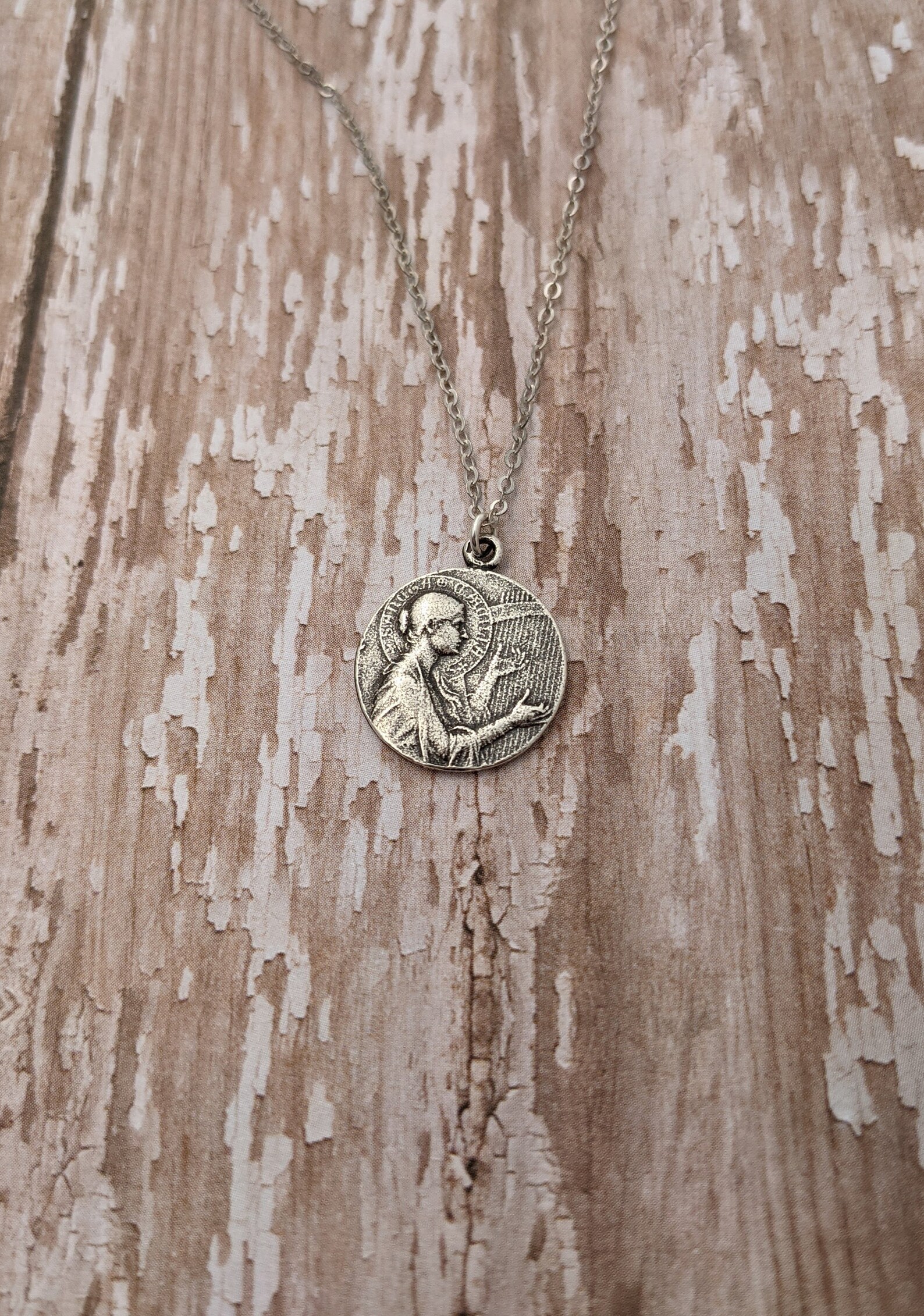 St. Cecilia Religious Medal Necklace in Antique Bronze or Sterling ...