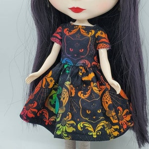 Halloween Rainbow Print Party Dress for Blythe