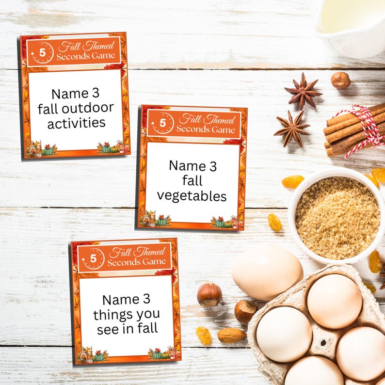 Printable Fall 5 Seconds Game for Kids & Adults | Autumn Party Game ...