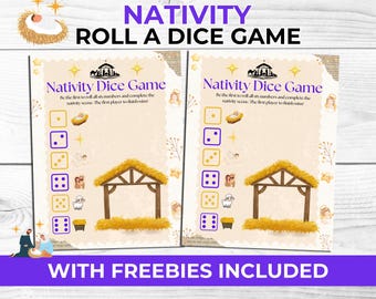 Nativity Roll a Dice Game for Kids, Families and Sunday School + Free Left Right Game & Printable Photo Booth Props Fun Christmas Activity