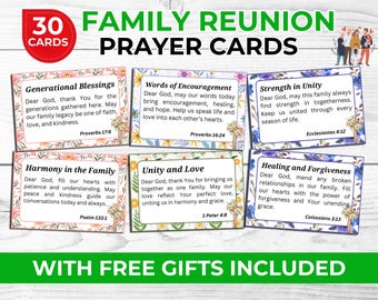 Family Reunion Prayer Cards , Free Family Reunion Charades & Photo Booth Props | Christian Blessing Cards for Families and Gatherings