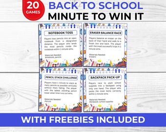 Back to School Minute to Win It Games for Kids Students Teachers, Classroom Icebreaker Activities, First Day of School Party Games