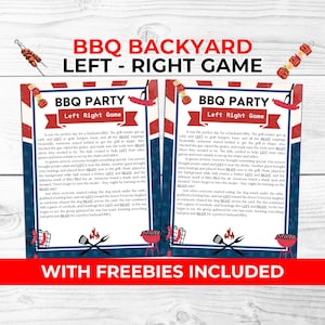 Juego de barbacoa de izquierda a derecha para familias y niños: juego de fiesta en el jardín + juego de pelea al aire libre imprimible GRATIS y accesorios para fotomatón: ¡diversión al aire libre en verano!