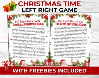 Funny Christmas Left Right Game for Families, Kids & Adults – Holiday Party Story Fun Free Candy Dice Game and Printable Photo Booth Props