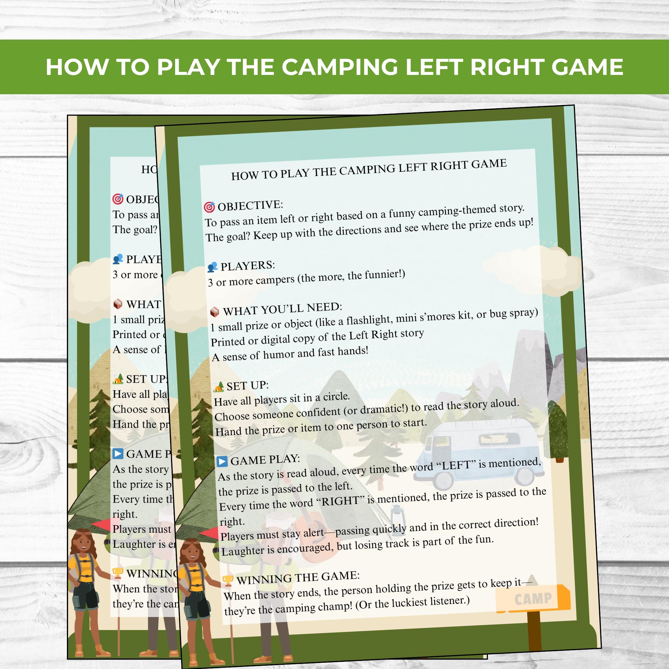 Camping Left Right Game for Campers & Families – Funny Campfire Game ...