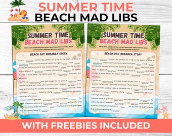 Summer Mad Lib Games for Kids & Adults – Fun Beach Party Printables + Free Summer Beach Minute to Win It Games and Unique Photo Booth Props