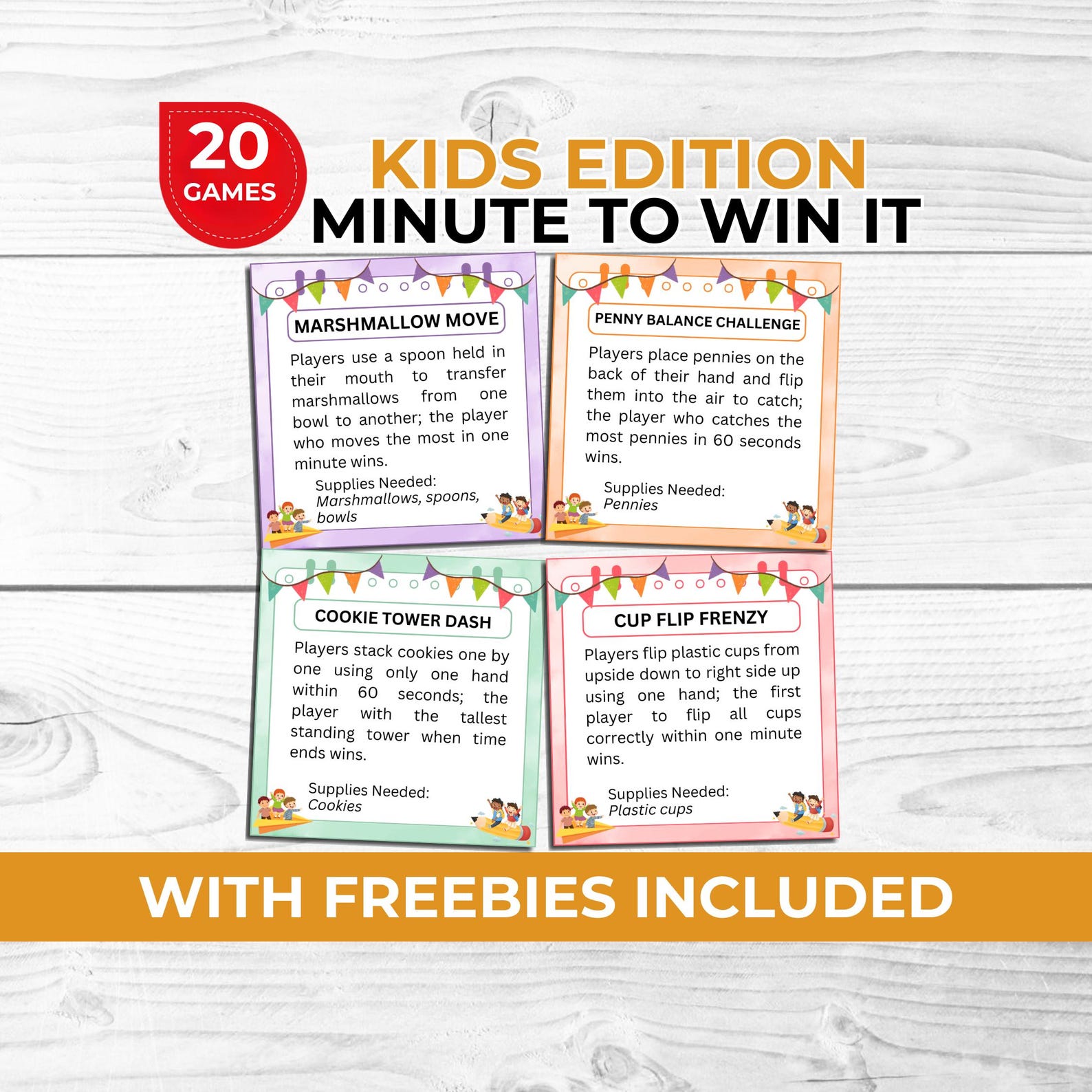 Kids Minute to Win It Games Printable for Parties & Classrooms | One ...