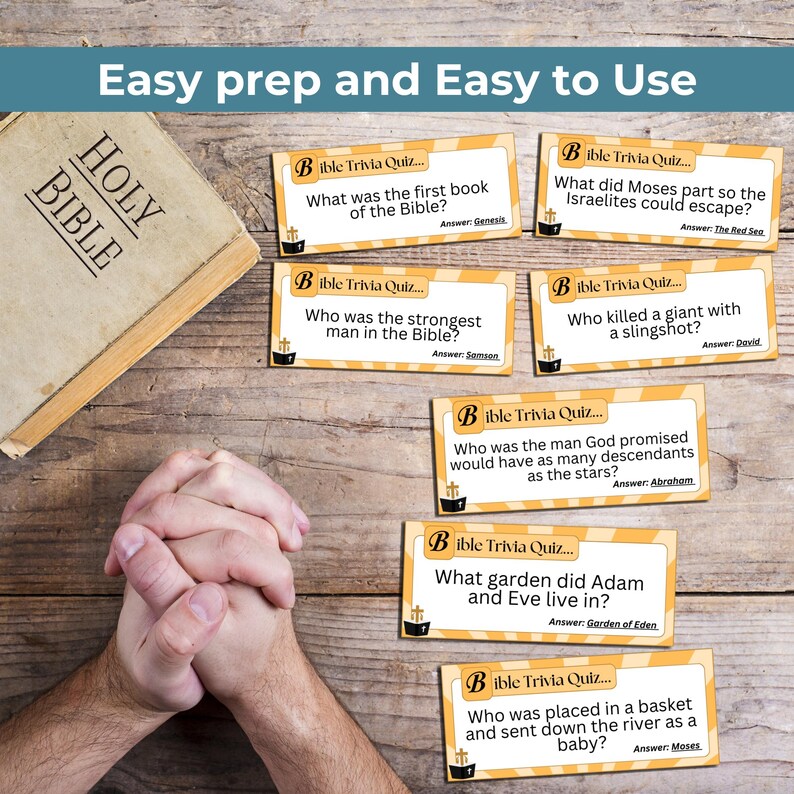 Old Testament Bible Trivia Cards for Kids & Youth, Christian Sunday ...