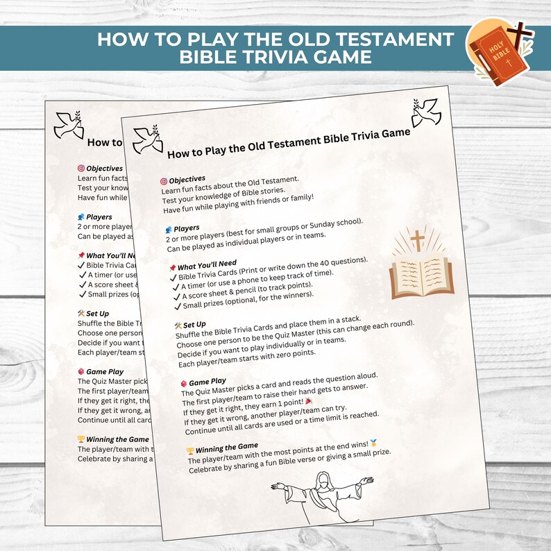 Old Testament Bible Trivia Cards for Kids & Youth, Christian Sunday ...