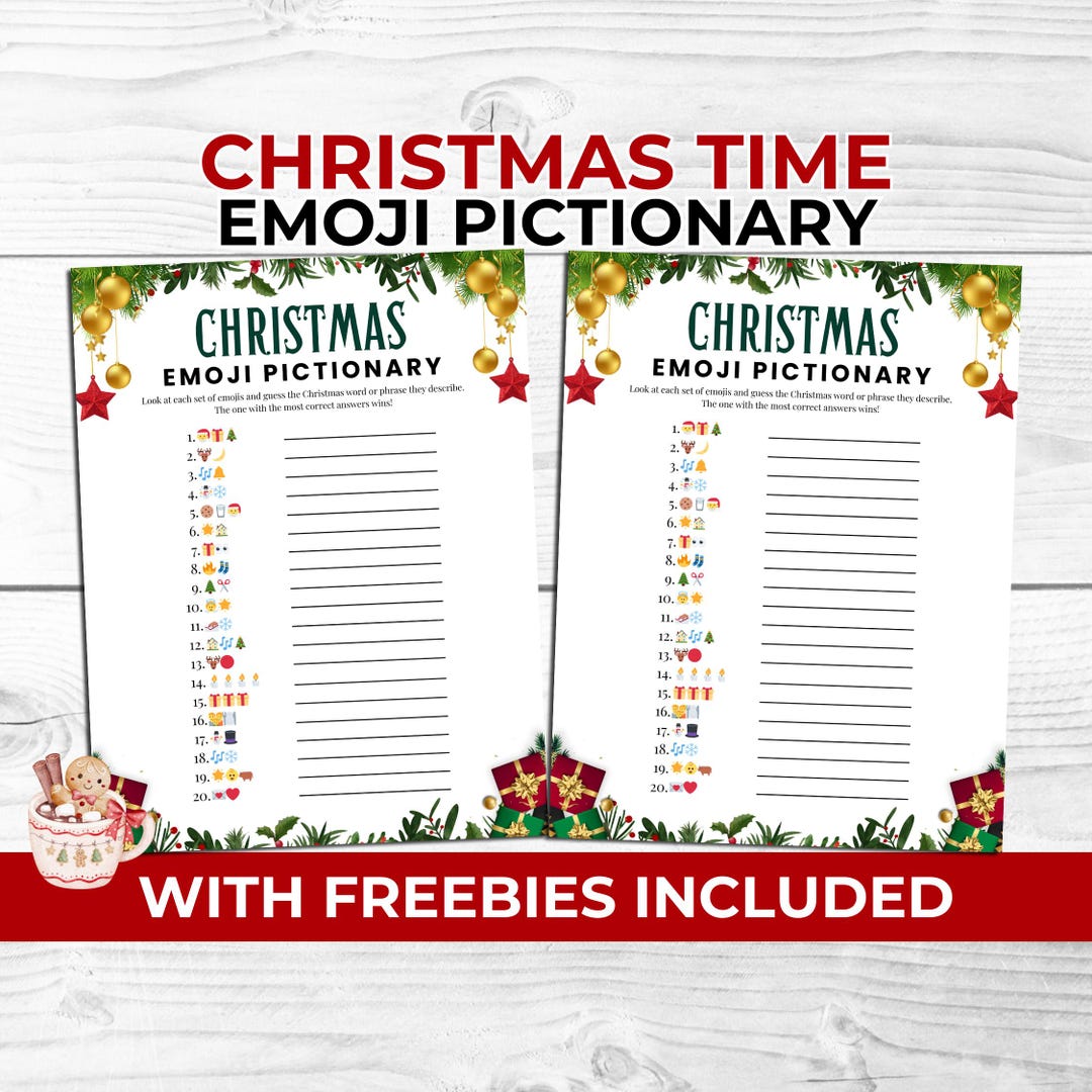 Christmas Emoji Pictionary Game Printable for Families, Kids & Adults ...