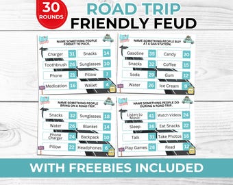 Road Trip Friendly Feud Game Printable, Family Travel Party Game, Car Ride Activity for Kids and Adults, Vacation Icebreaker Game