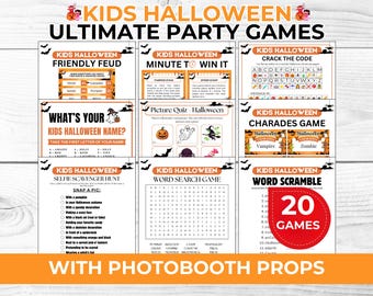 Kids Halloween Ultimate Party Games Bundle, Printable Halloween Games for Kids, Classroom Party Family Game Night School Activities 20 Games