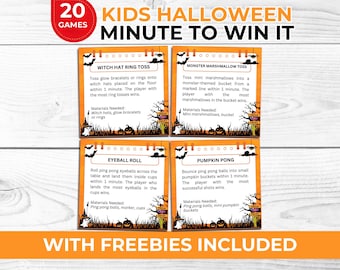Kids Halloween Minute to Win It Games, Printable Party Game for Classrooms, Family Parties, School Events, Youth Groups, Instant Download