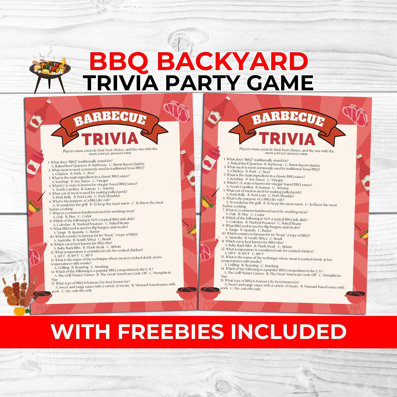 Barbecue Riddles Printable Barbecue Trivia Party Game for BBQ Hosts & Families + Free ...
