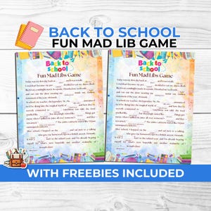 Jeu Mad Libs pour la rentrée scolaire, activité amusante en classe avec cartes de charades gratuites et accessoires pour photomaton imprimables