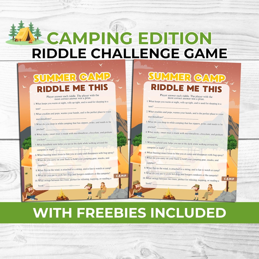 Summer Camp Riddle Game for Kids & Adults + Free Minute to Win It ...