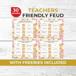 Teachers Friendly Feud Game Printable for Classroom Party, Staff Meeting Activity, Fun School Game for Teachers Students Instant Download