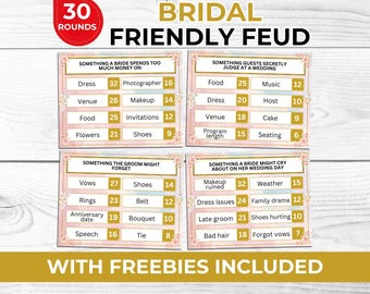 Bridal Shower Friendly Feud Game Printable, Wedding Party Group Game for Guests, Fun Bride to Be Shower Activity, Hen Party Game