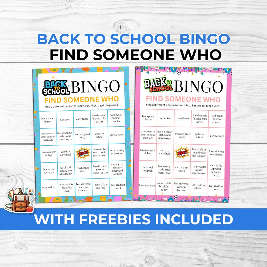 Back to School Bingo Game Find Someone Who for Kids, Icebreaker ...