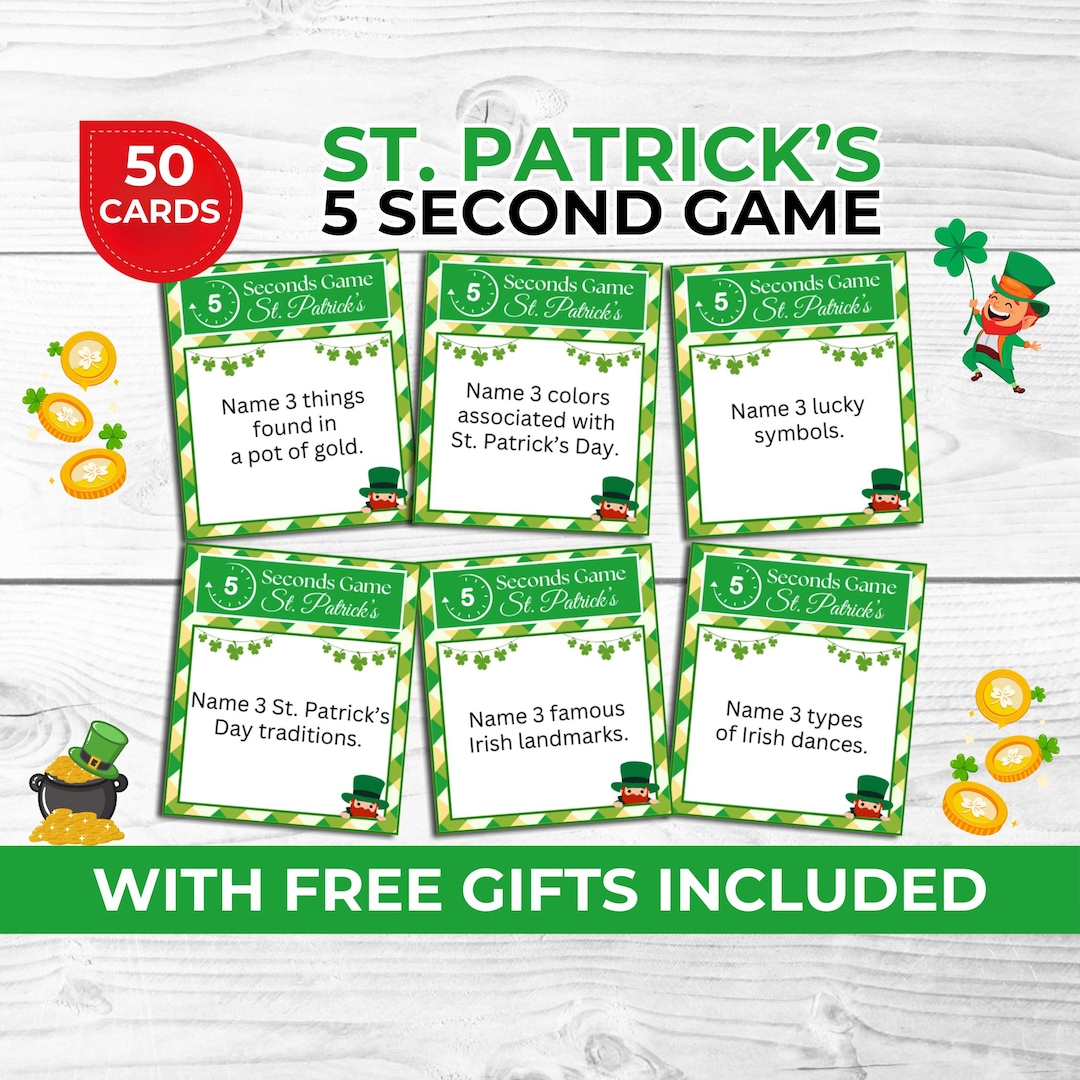 St. Patrick’s 5 Seconds Game - Printable Party Game Card for Adults ...