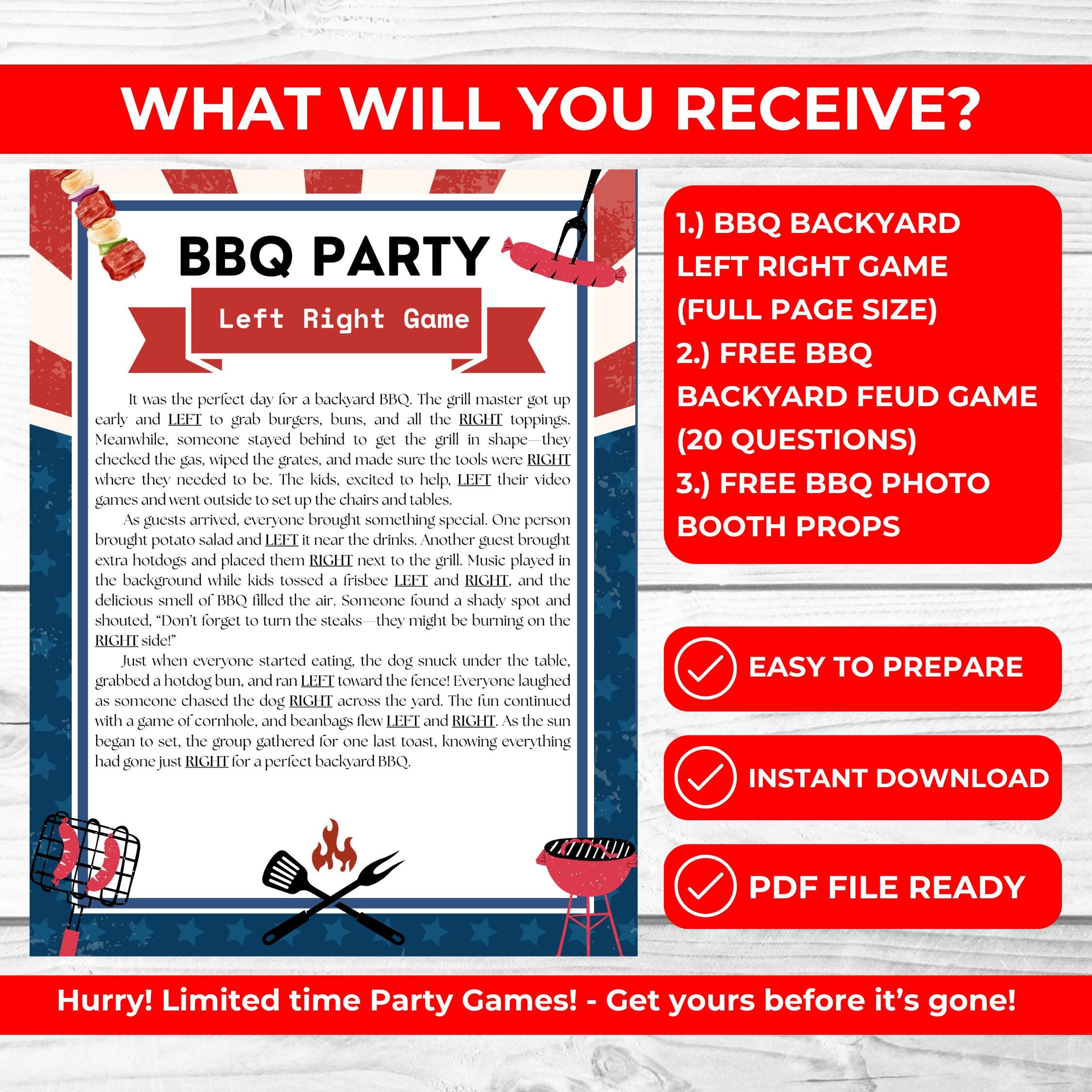 BBQ Left Right Game for Families & Kids – Backyard Party Game + FREE ...
