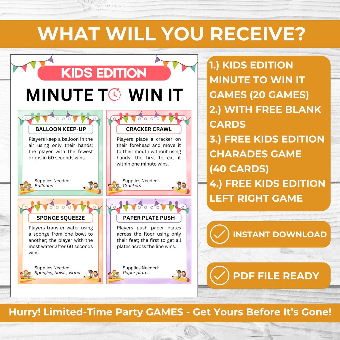 Kids Minute to Win It Games Printable for Parties & Classrooms | One ...