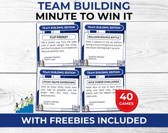 Team Building Premium Minute to Win It Games for Office Teams, Coworkers & Groups | Printable Challenges with Bonus Games