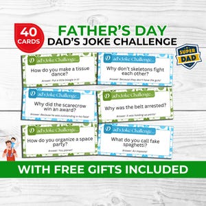 Dad Jokes-spelkaarten voor Vaderdag – Funny Dad Joke Challenge, gratis Vaderdag, had je liever en rekwisieten voor fotohokje, familiespel