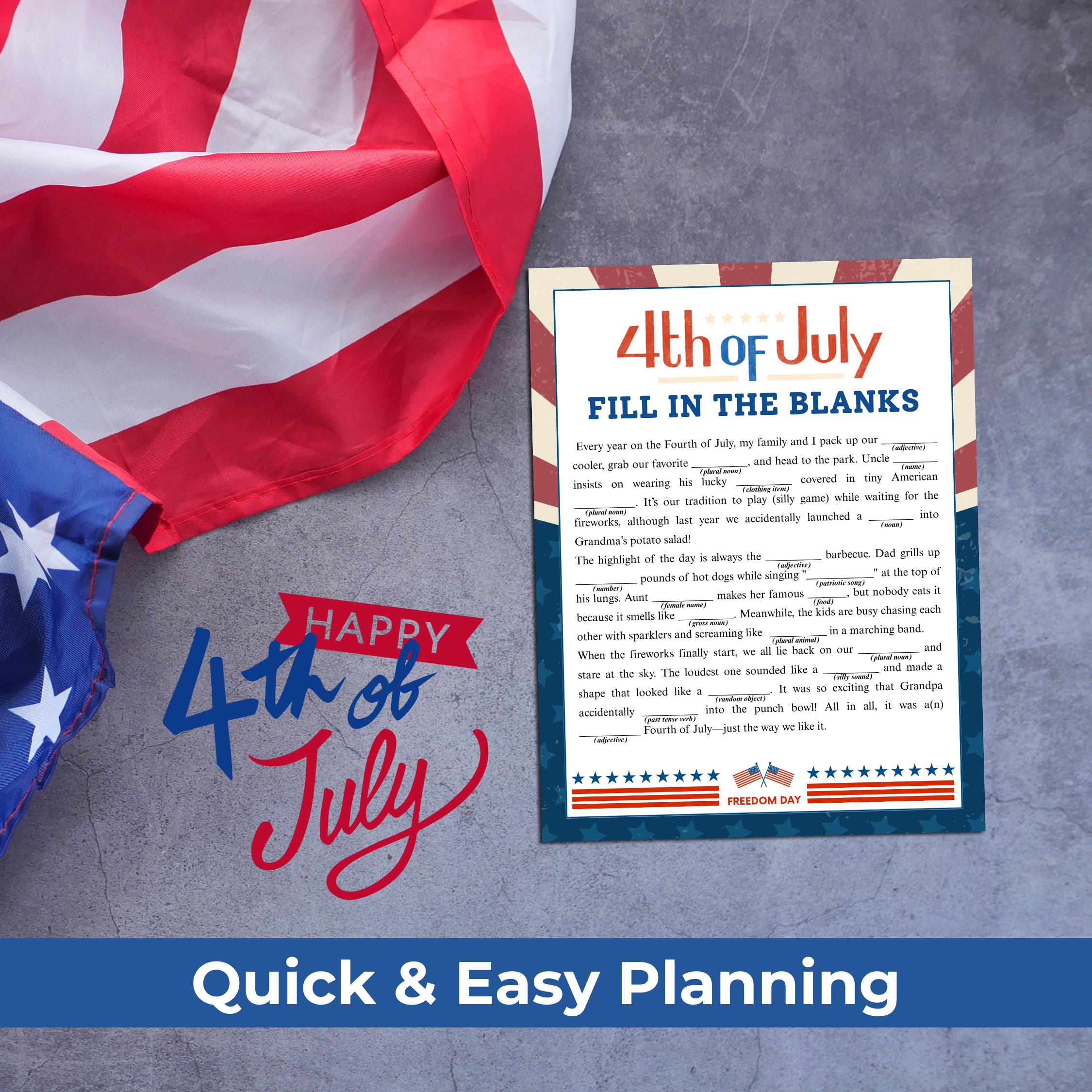 4th of July Fill in the Blanks Game for Kids and Adults | Funny ...