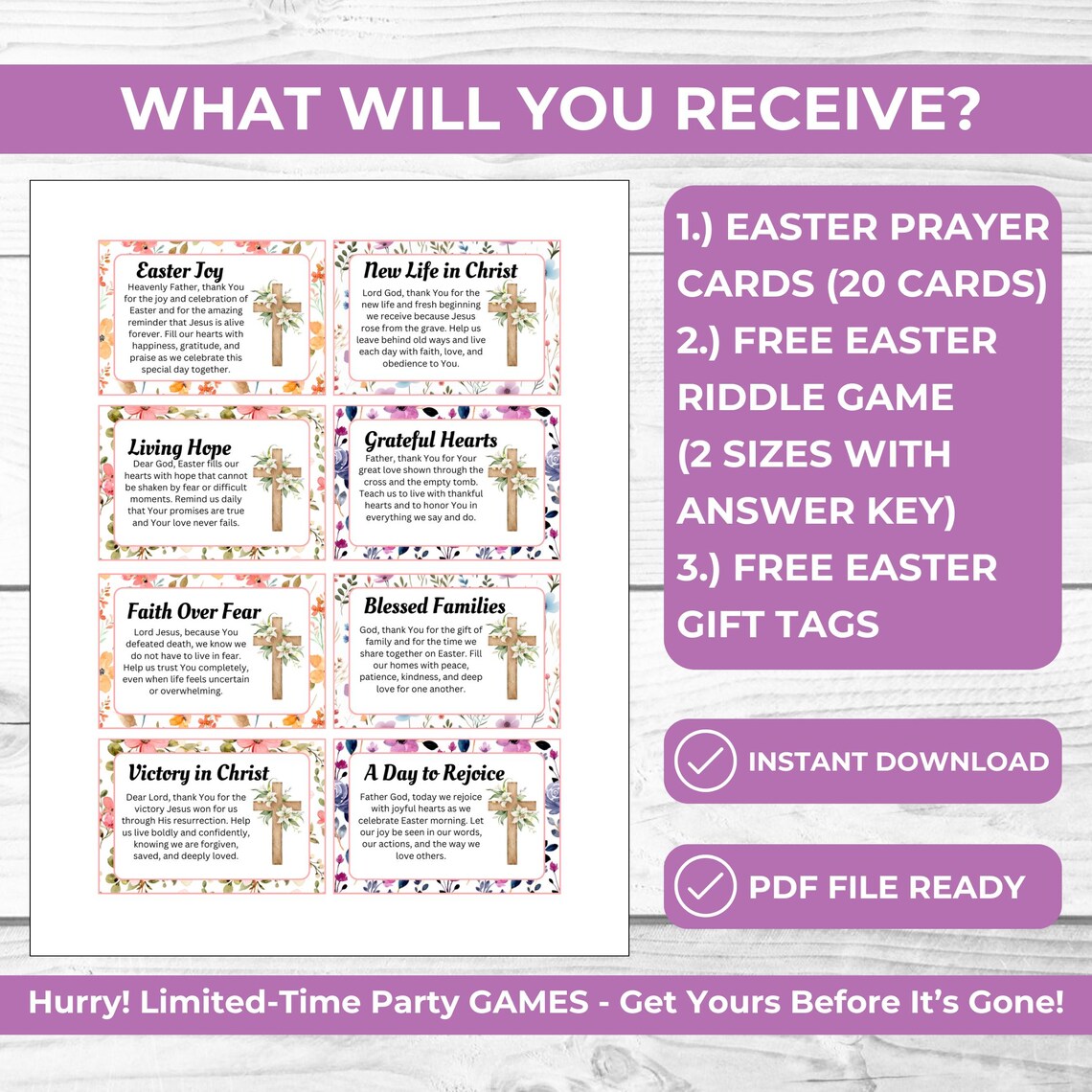 Church Easter Riddle Easter Prayer Cards Printable for Kids & Adults | Christian Easter ...