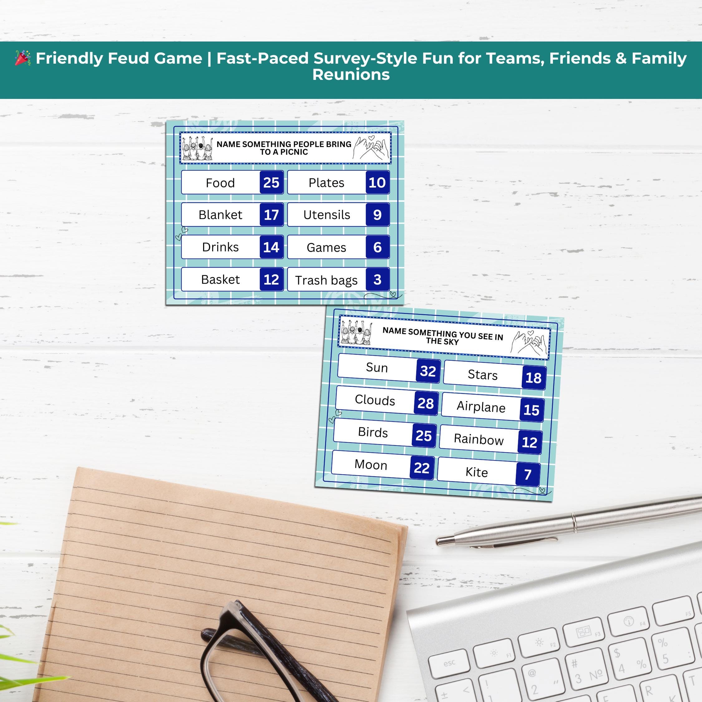Fun Friendly Feud Game for Groups, Friends & Family Reunions | Survey ...