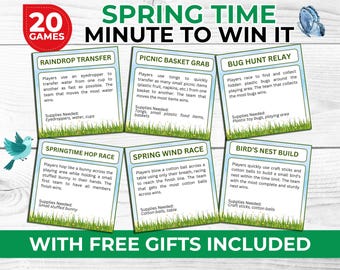 Spring Minute to Win It Games for Kids & Adults | Fun Spring Party Games | Easter Family Activities | Free Spring Charades and Photo Props