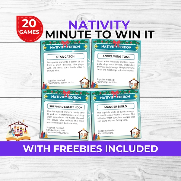 Juegos divertidos de la Natividad: actividades navideñas imprimibles para niños, familias y grupos religiosos.