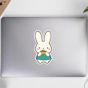 Cute Miffy Vinyl Decal Sticker gift for Laptops, Water Bottles, Scrapbooking, phone, Kid's Room | Bunny Eating Fruits