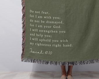 Manta personalizada con versículo bíblico, regalo personalizado para mamá cristiana, manta tejida de algodón, regalo para decir "Te extraño", regalo bíblico personalizado para bautismo.