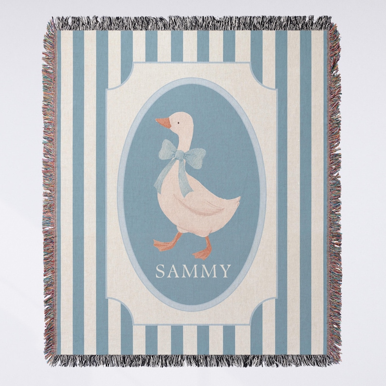 Baby Name Blanket Personalized Throw Goose Nursery Decor Baby Boy Gift Blanket with Name Baby Keepsake Gift for Custom Nursery Decorations