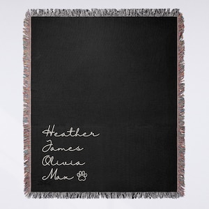 Family Blanket Personalized Throw Custom Family Gift Personalized Blanket with Names Family Names Gift for Pet Owners Name Blanket Gift