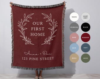 Custom Housewarming Blanket First Home Gift for Newlyweds Personalized Throw Couples Blanket New Home Owner House Warming Gift for Couples