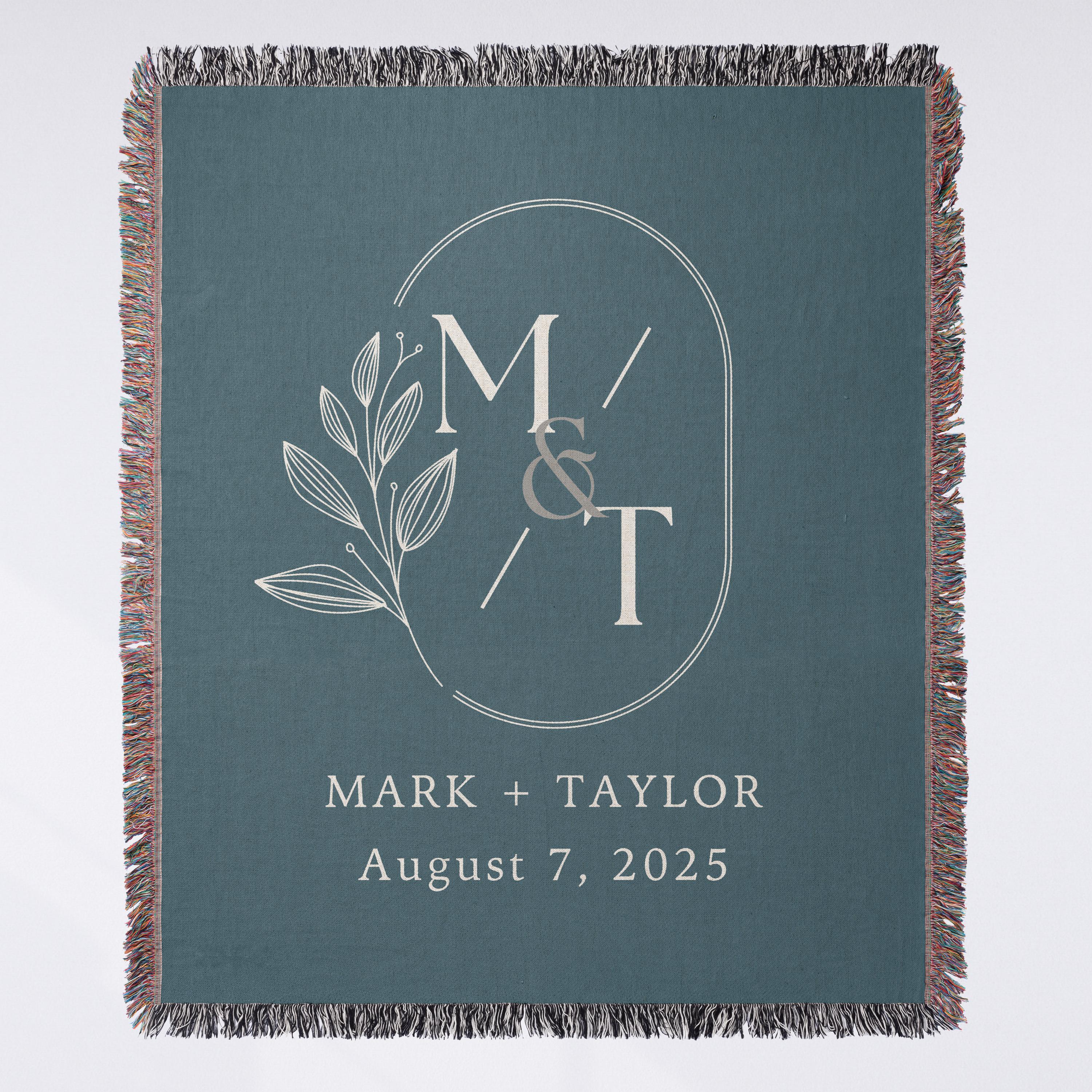 Personalized Throw Couples Blanket with Names Wedding Present Bridal Shower Gift for Newlyweds Cotton Anniversary Gift Engagement Gift