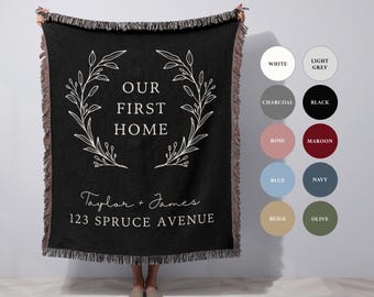 Custom Housewarming Blanket First Home Gift for Newlyweds Personalized Throw Couples Blanket New Home Owner House Warming Gift for Couples