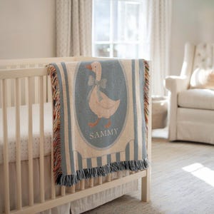 Baby Name Blanket Personalized Throw Goose Nursery Decor Baby Boy Gift Blanket with Name Baby Keepsake Gift for Custom Nursery Decorations