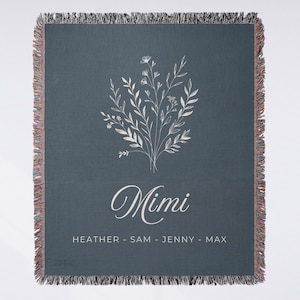 Personalized Blanket for Mom with Kids Names Mothersday Gift for Mom Floral Gift Sentimental Gift Mom Birthday Gift Custom Family Blanket