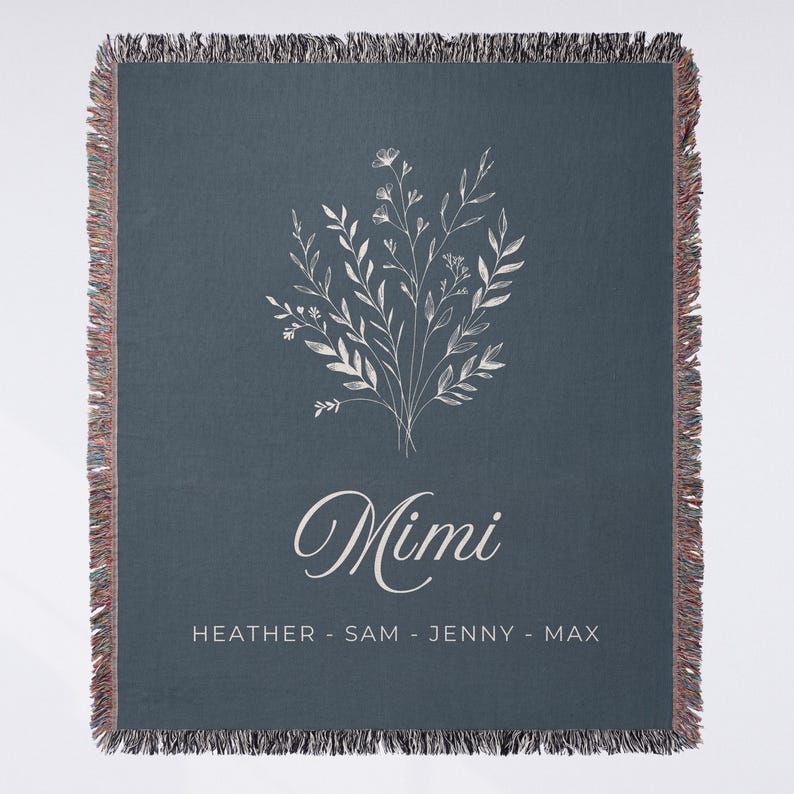 Personalized Blanket for Mom with Kids Names Mothersday Gift for Mom Floral Gift Sentimental Gift Mom Birthday Gift Custom Family Blanket