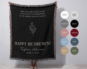 Personalize Retired Blanket Gift for Retirement Gift for Retiring Coworker Leaving Retired Gift for Her Teacher Nurse Retirement Boss Gift