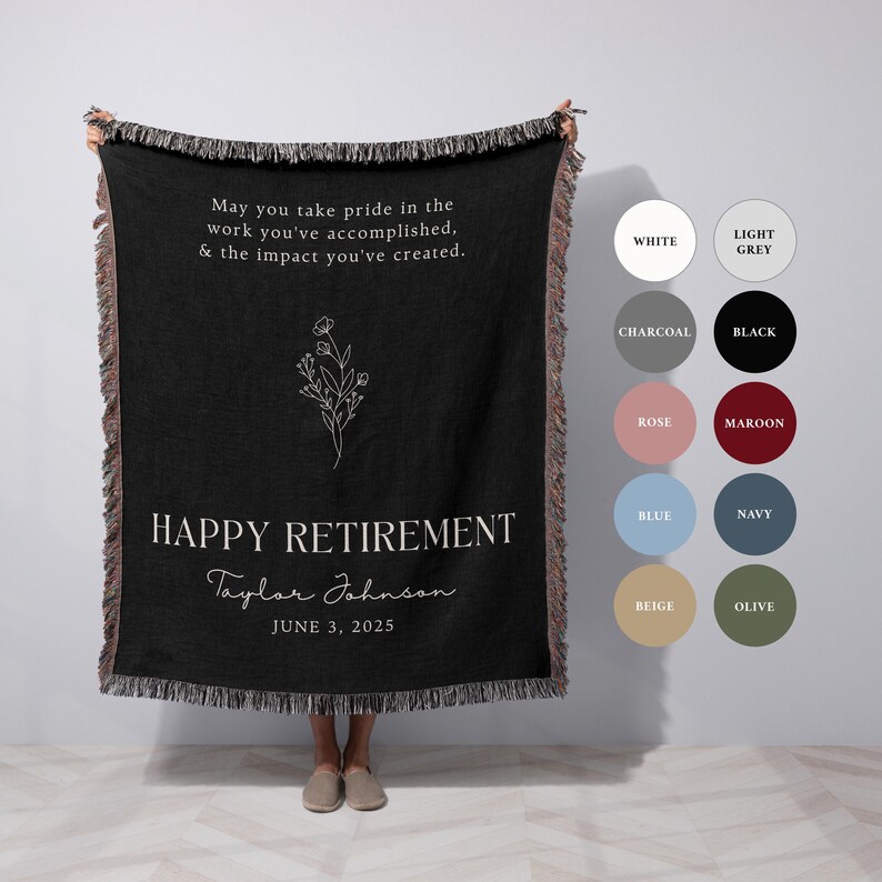 Personalize Retired Blanket Gift for Retirement Gift for Retiring Coworker Leaving Retired Gift for Her Teacher Nurse Retirement Boss Gift