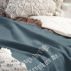 Personalized Blanket Scripture Gift Customized Christian Mom Gift Cotton Woven Blanket Missing You Gift for Custom Bible Gift for Baptism
